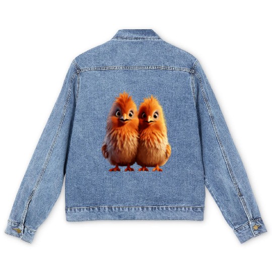 perfect match Adorable Chick Pair Cartoon Men's Denim Jackets