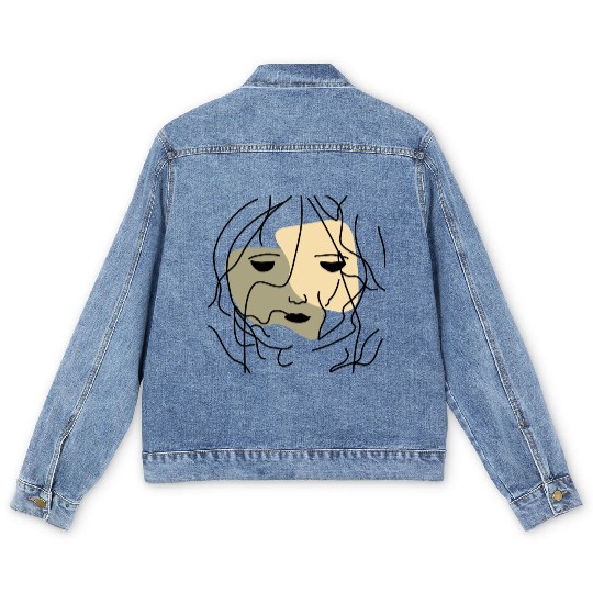 Minimalist Lonely Muted Face Men's Denim Jackets