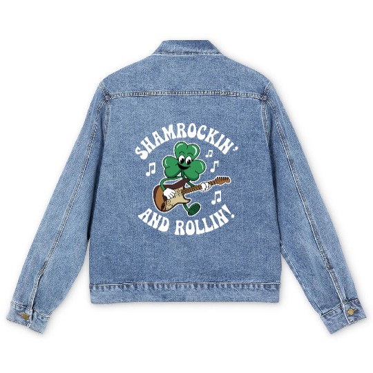 Shamrockin' and Rollin' St. Patrick's Rock & Roll Men's Denim Jackets