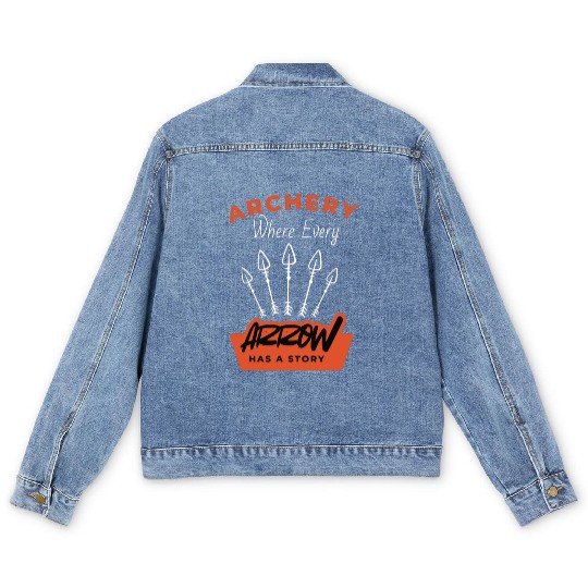 Orange Black Typography Archer Archery Dad Coach Men's Denim Jackets