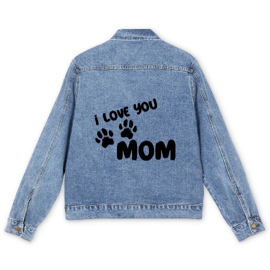 I Love You Mom Puppy Love for light Men's Denim Jackets