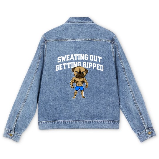 Sweating Out Getting Ripped Workout Player Gym Men's Denim Jackets