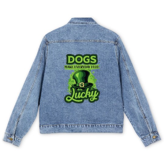St Patricks Day Dogs Make Everyday Feel Lucky Men's Denim Jackets