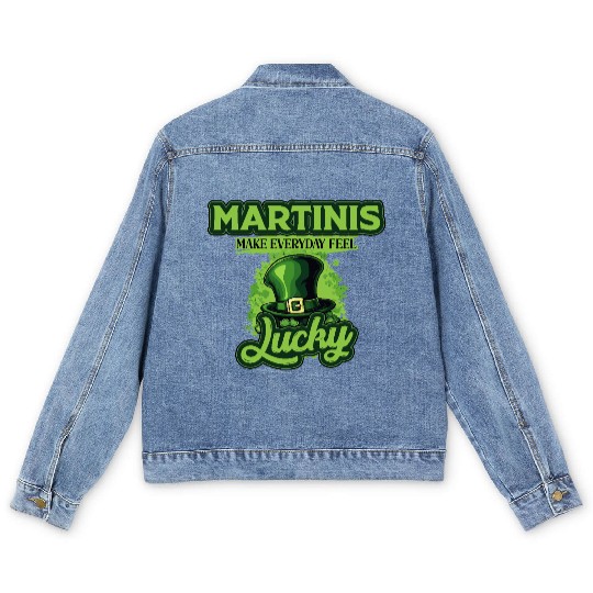 Martinis Make Everyday Feel Lucky St Patricks Day Men's Denim Jackets
