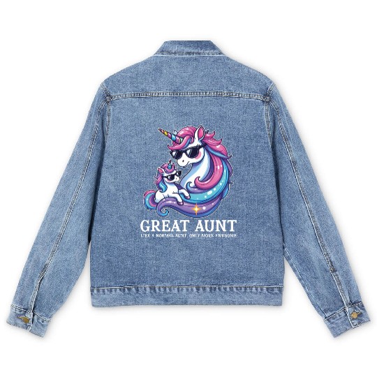 Great Aunt Like A Normal Aunt Only Awesome Funny Men's Denim Jackets