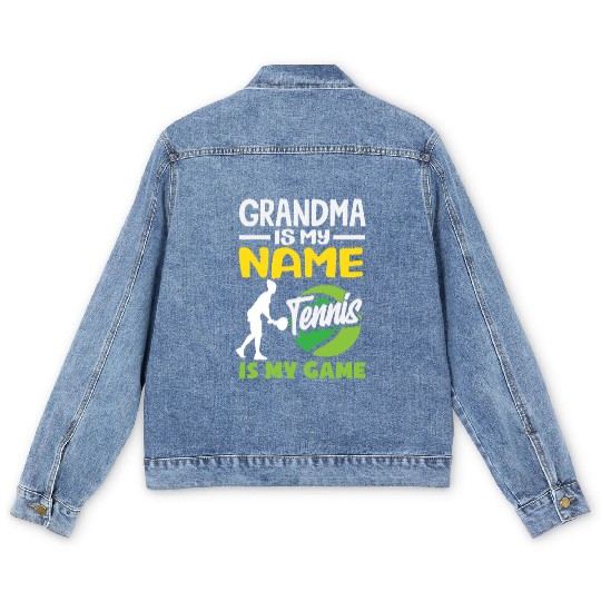 Grandma Is My Name Tennis Is My Game Men's Denim Jackets