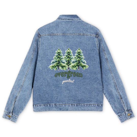 evergreen the green tree : green world Men's Denim Jackets