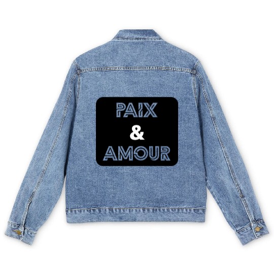 Paix et amour noir Men's Denim Jackets
