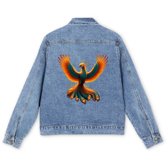 Phoenix Power A Colorful Celebration of Life Men's Denim Jackets
