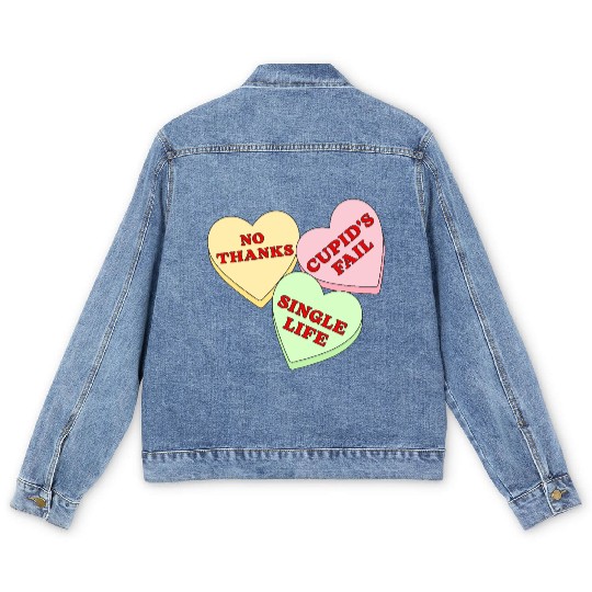 Valentines Candy Hearts Men's Denim Jackets