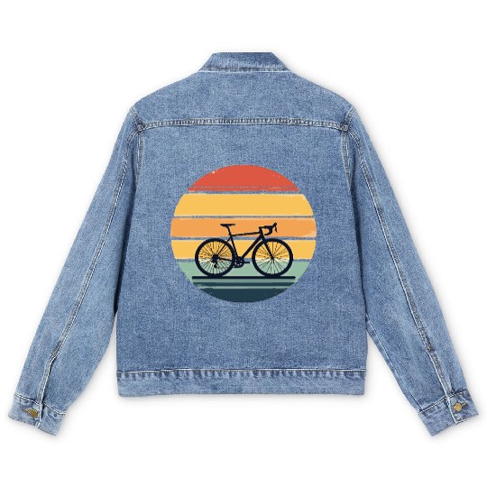Retro Bicycle Design Minimalist Bike Outfit Men's Denim Jackets
