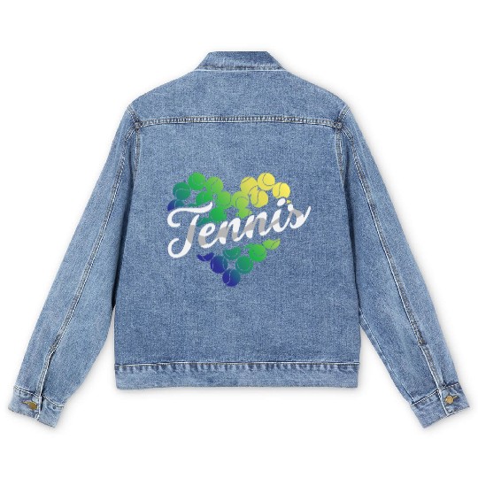 Heart of Tennis Passion Green Balls Men's Denim Jackets