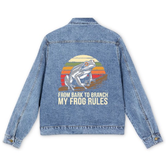 Gray Tree Frog Lover Animal Amphibian Froggy Toad Men's Denim Jackets