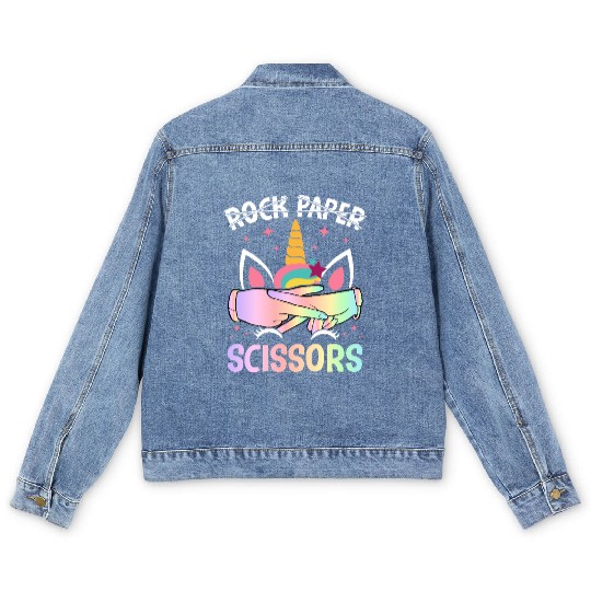 Funny Lesbian Pride LGBTQ Rock Paper Scissors Men's Denim Jackets