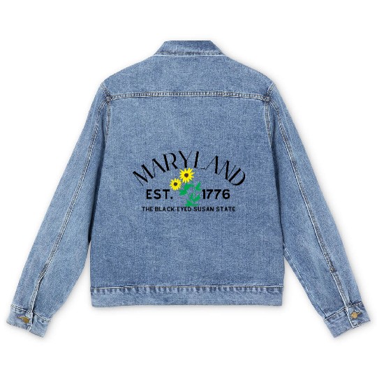 Bright Sunflower Botanical Illustration Men's Denim Jackets