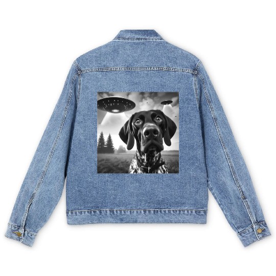 German Shorthaired Pointer Funny Sci-fi Graphic Se Men's Denim Jackets