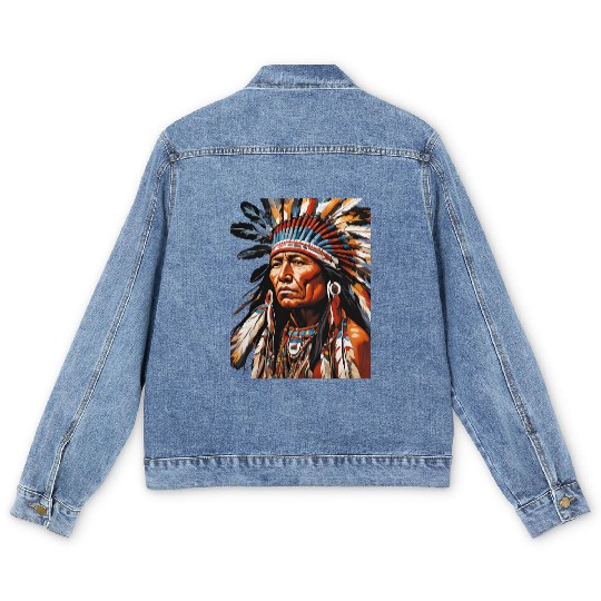 Native American Chief Men's Denim Jackets