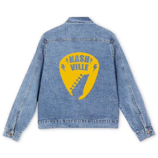 Nashville Music City Guitar Pick Men's Denim Jackets