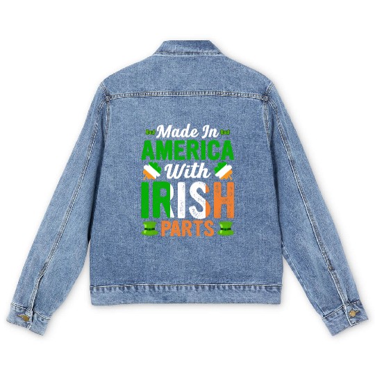Made in America with Irish Parts St. Patrick's day Men's Denim Jackets