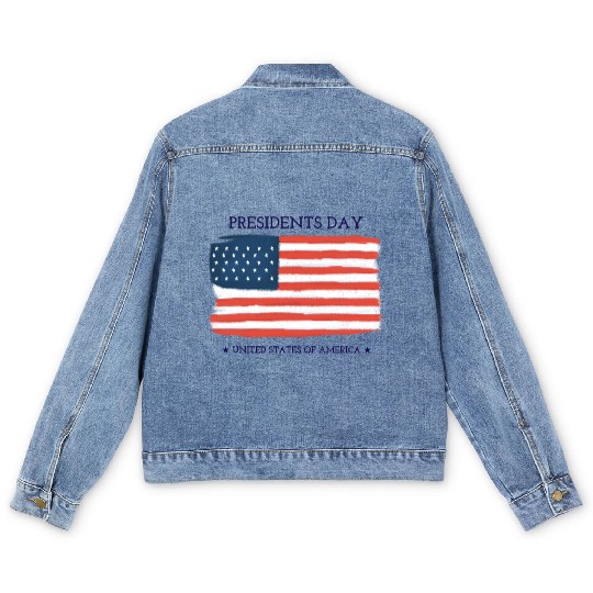 US flag.Presidents Day Men's Denim Jackets