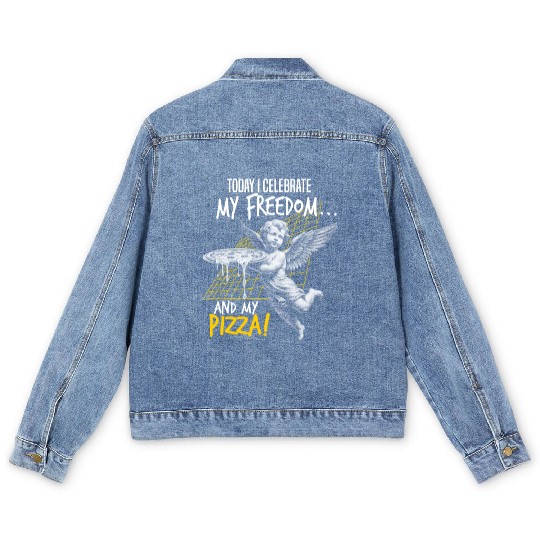 Cherub Angel Cupid Vintage I celebrate my freedom Men's Denim Jackets