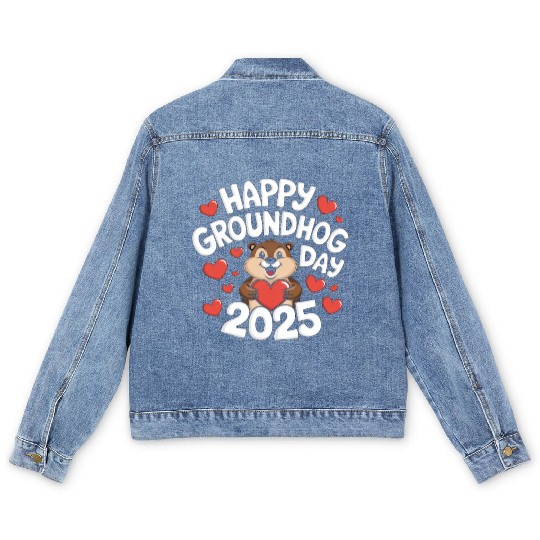 Happy Groundhog Day Men's Denim Jackets