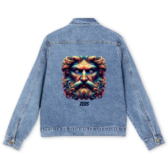 face of zeus mythosview Men's Denim Jackets
