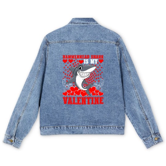 Funny Hammerhead Shark Is My Valentine Shark Men's Denim Jackets