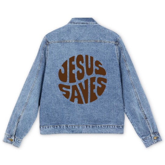 Jesus Saves Text Men's Denim Jackets