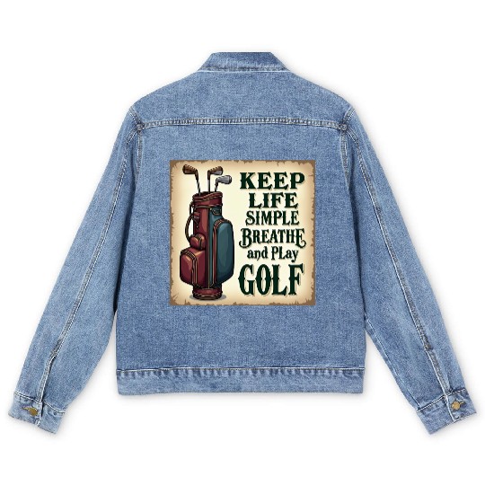 Golf Breath and Play Golf Men's Denim Jackets