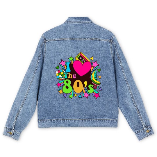 Retro 80s Style design – Perfect for Nostalgia Fa Men's Denim Jackets