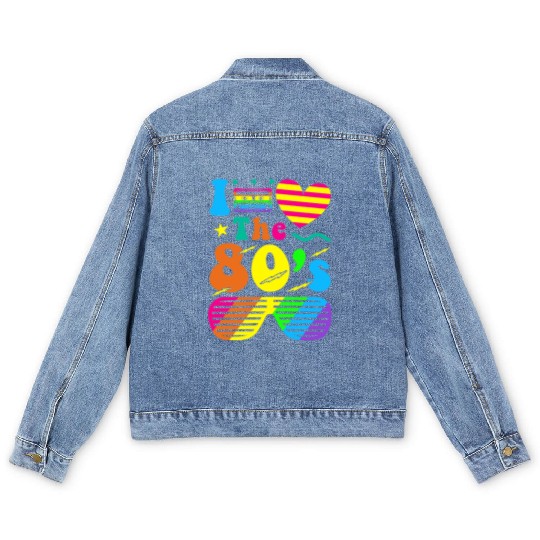 Retro 80s Style design – Perfect for Nostalgia Fa Men's Denim Jackets