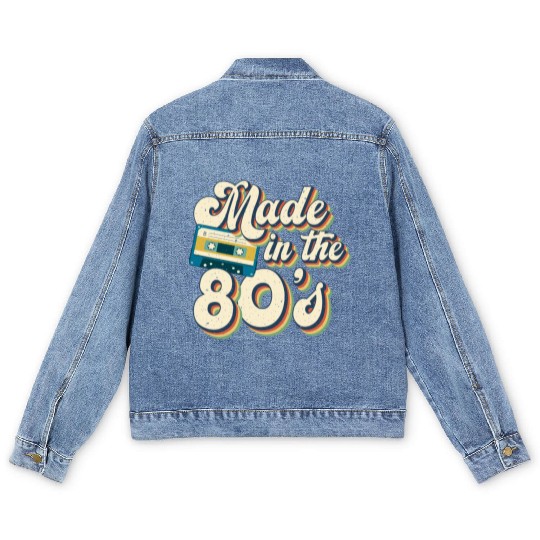 Retro 80s Style design Perfect for Nostalgia Fans Men's Denim Jackets