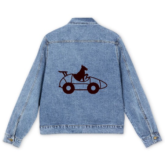 Funny Dog Car Driving Fast Race Sport Racing Fun Men's Denim Jackets