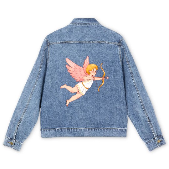 Cupid with Bow and Arrow. Men's Denim Jackets