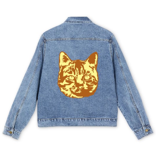 Cat Lover Realistic Pet Face Cute Cool Kitten Head Men's Denim Jackets