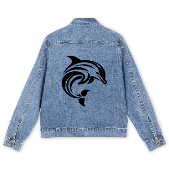 Dolphin T Tattoo In Sweeping Shape Men's Denim Jackets