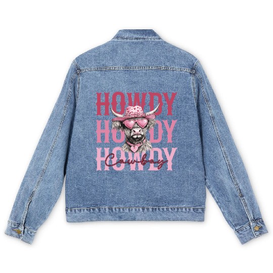 Highland cow - Howdy Cowboy Men's Denim Jackets