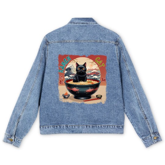 Ramen Cat Men's Denim Jackets