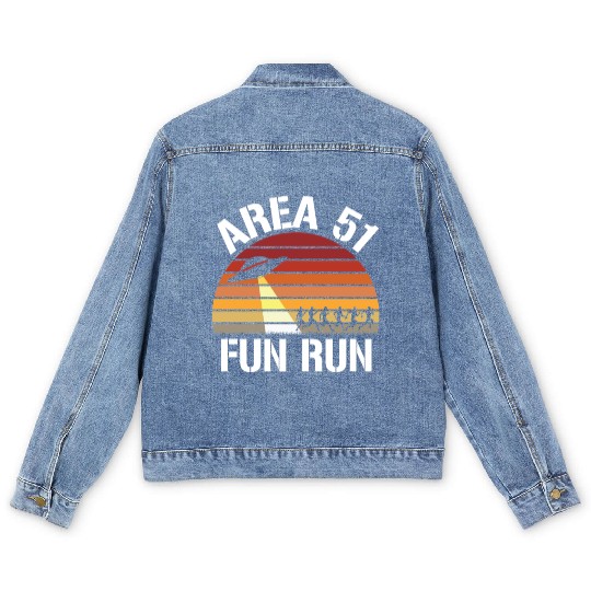 Area 51 Fun Run I Aliens UFO Roswell Alien Men's Denim Jackets