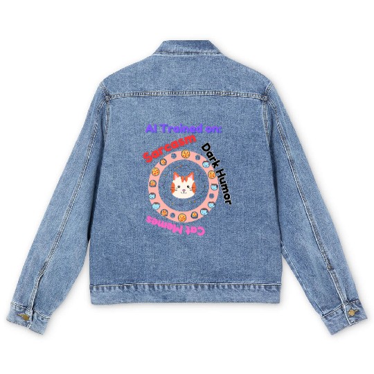 Trained on sarcasm dark humor and cat memes Men's Denim Jackets