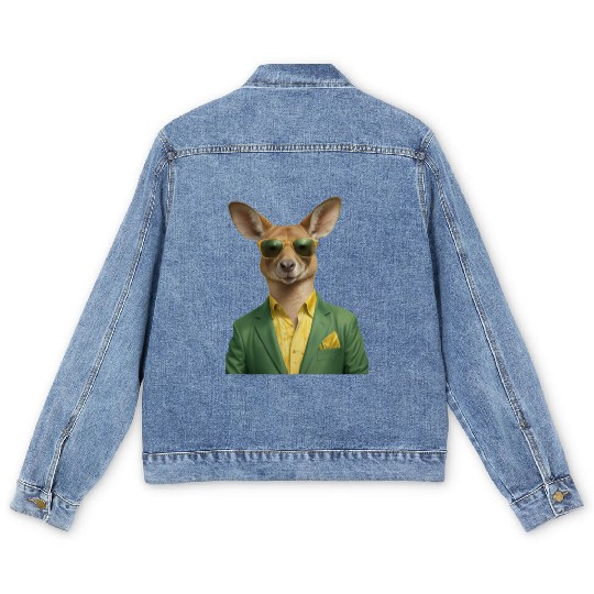 Green and Gold Kangaroo 7 Men's Denim Jackets