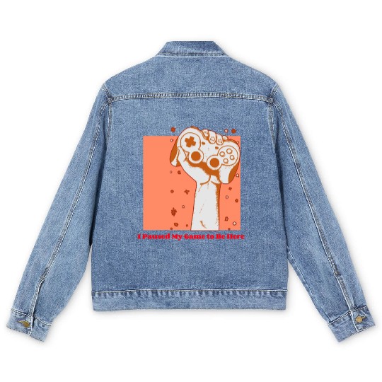 I paused my game to be here Men's Denim Jackets