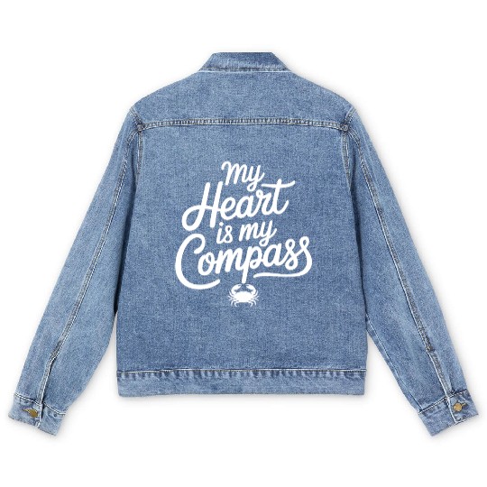 My Heart Is My Compass Cancer Zodiac Wisdom Men's Denim Jackets