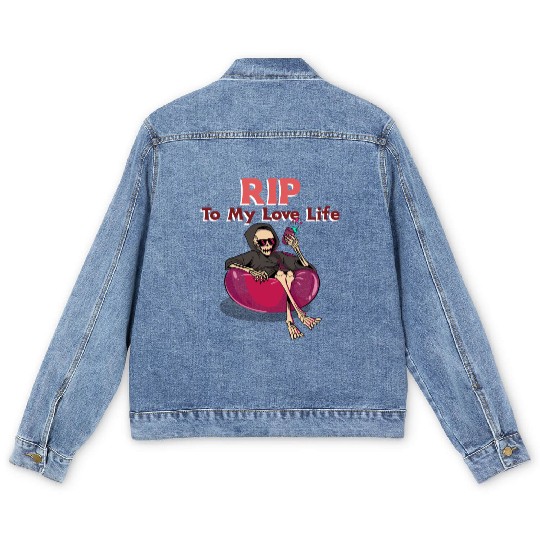 RIP To My Love Life - Skeleton Valentine Men's Denim Jackets