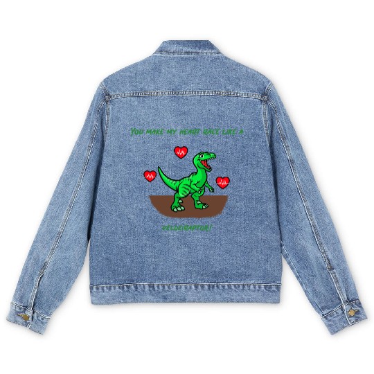 You Make My Heart Race Like a Velociraptor! Men's Denim Jackets
