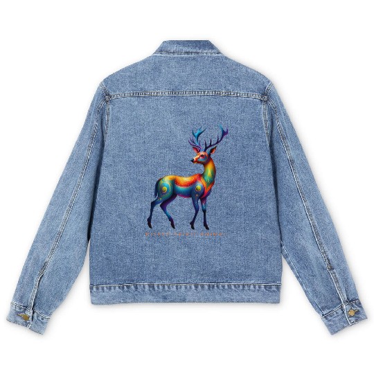 Pisces Spirit Animal Deer Alebrije Men's Denim Jackets
