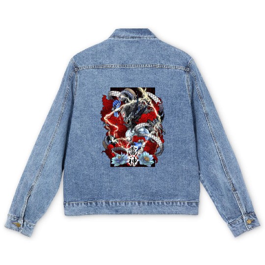 Blue Raijin God of Thunder Men's Denim Jackets