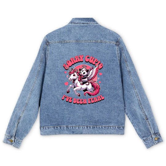 Sorry Cupid I've Been Feral Funny Valentine's Day Men's Denim Jackets