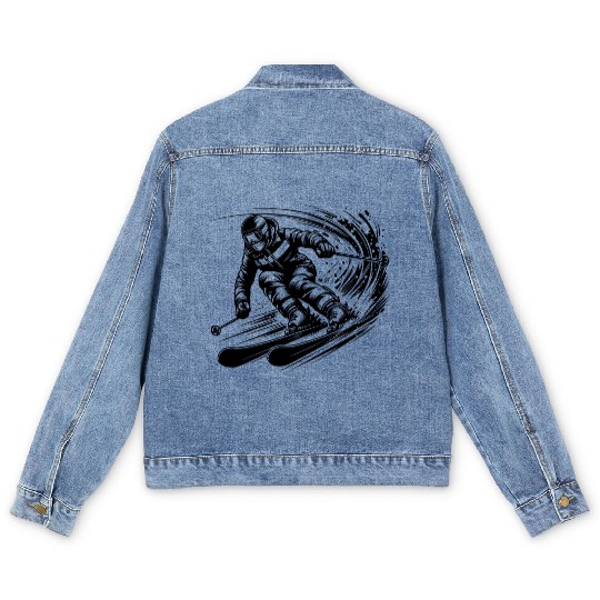Skiing Competition Rivalry And Sporting Spirit Men's Denim Jackets